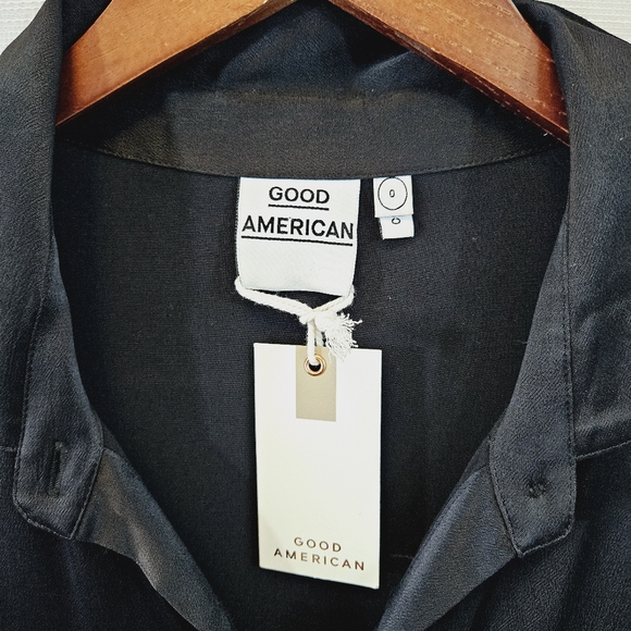 NWT Good American Black Satin Jumpsuit size 0 - Picture 10 of 11